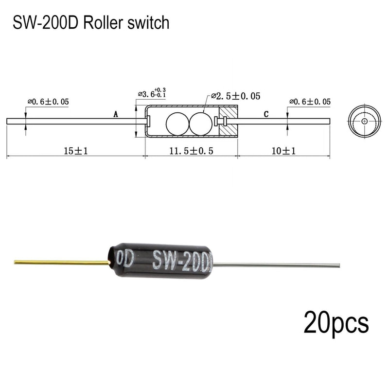 [AUSTRALIA] - RUNCCI-YUN Tilt Sensor Angle Sensor Vibration Sensor Ball Switch 12V 1MA SW-200D Metal Ball Tilt Shake Trigger Switch for Arduino Smart Car (Black) Pack of 20 