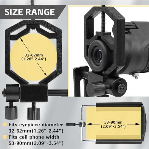 Waterproof Compact Monocular 10x25 - Bundle with - Universal Cellphone Telescope Durable Adapter Mount