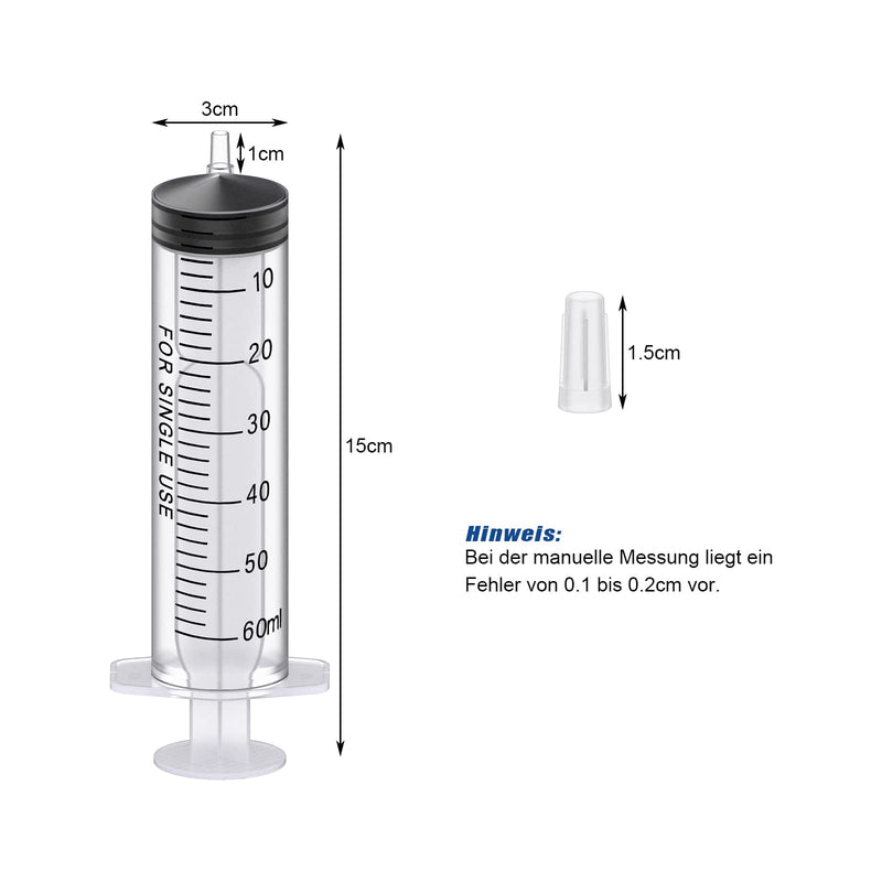 Pack of 10 Syringes, Disposable Syringe Plastic Syringe Dosing Syringe in Individual Packaging. Ideal for Fine Dosages, Hobby, Crafts and Pets (10, 60 ml) 10, 60 ml