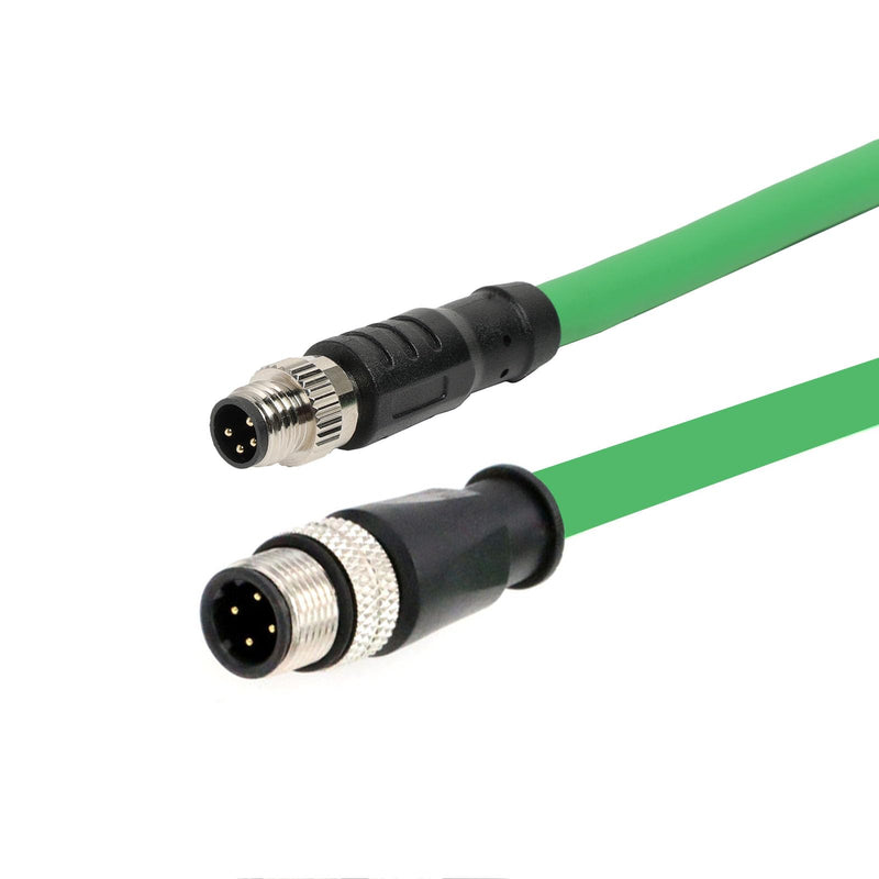 A-Code M8 4pin to D-Code M12 4pin EtherNet CAT5e Cable for Beckhoff Actuator Sensor EtherCAT Profinet Fieldbus Industrial Automation Control, 4 Pin Male, PUR Shielded, 8M