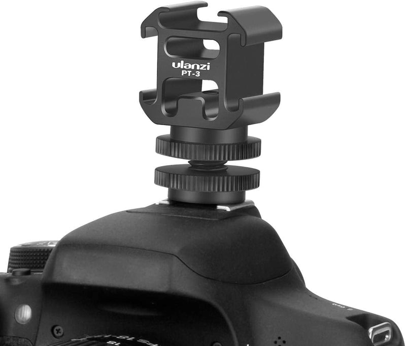 [AUSTRALIA] - Ulanzi PT-3 Aluminium Camera Hot Shoe Mount Adapter Video Accessory Triple Cold Shoe Bracket Lights, LED Monitors, Microphones, Audio Recorder & Studio Flash Video Camera 