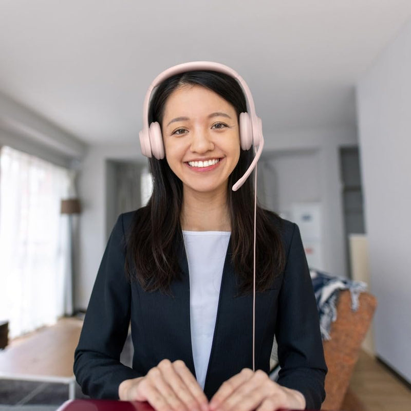 [AUSTRALIA] - Logitech H390 Wired Headset for PC/Laptop, Stereo Headphones with Noise Cancelling Microphone, USB-A, in-Line Controls, Works with Chromebook - Rose 1 Pack 