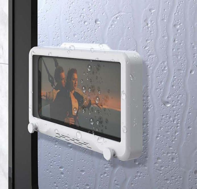 Waterproof Shower Phone Holder Upgraded - 360° Rotation, Anti -Touch Screen, Wall Mount Shelf in Bathroom, Bathtub, Kitchen, Shower, Compatible with 4" - 6.8" All Cell Phones Fits, (Apple & Samsung)