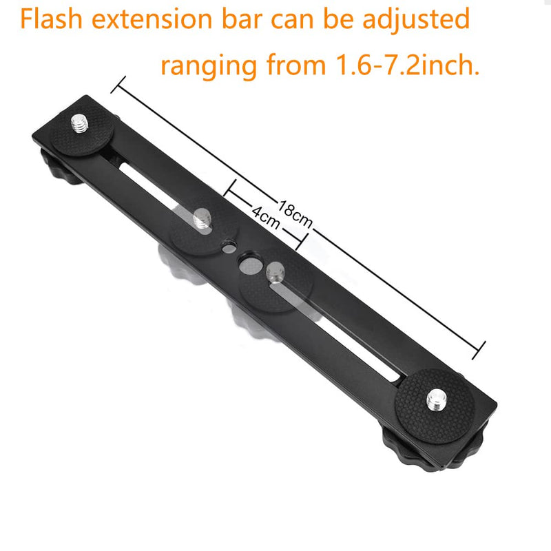 Dual Flash Bracket 8in/20.3cm Camera Mount Tripod Bracket with 1/4 Screw Hot Shoe Flash Light Bracket for LED Light Microphone 3D Stereo Stereoscopic Photography 1 Pack