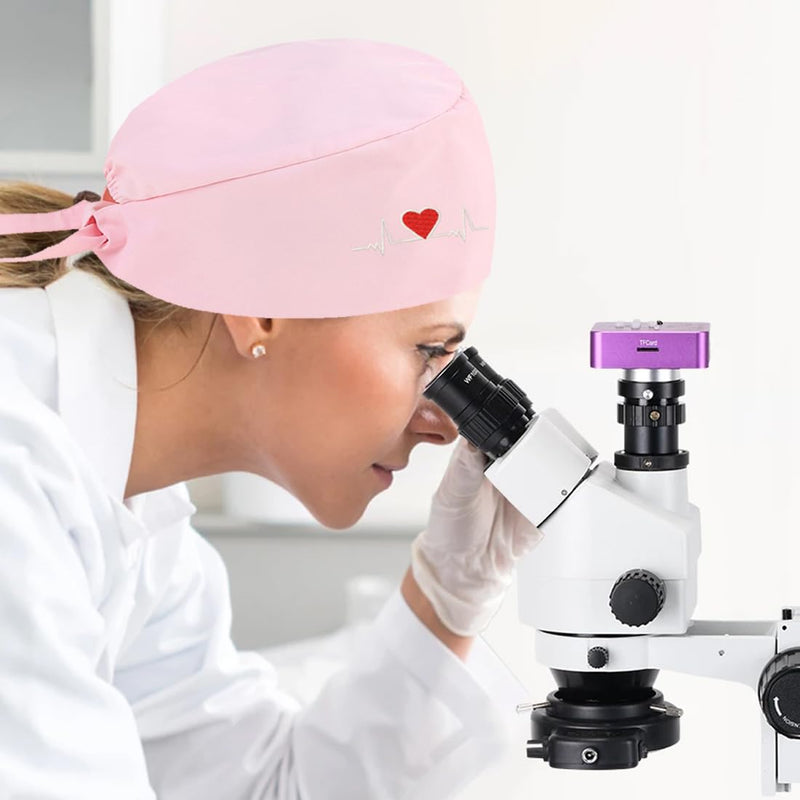 AOEVUIR 1 x Surgical Hat for Women Men Cotton with Adjustable Headband Surgical Headband Nurse Bandana Embroidery Heart Pink