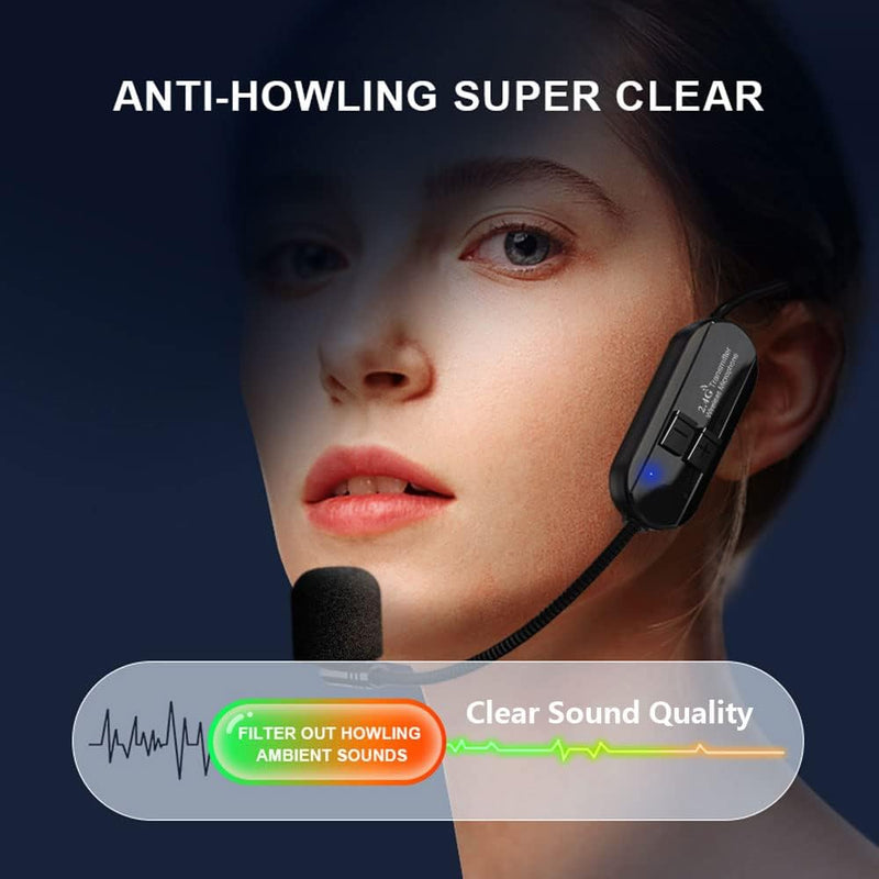 Hisonic HS100A 2.4G 40-Channel Auto-pairing Wireless Headset Microphone