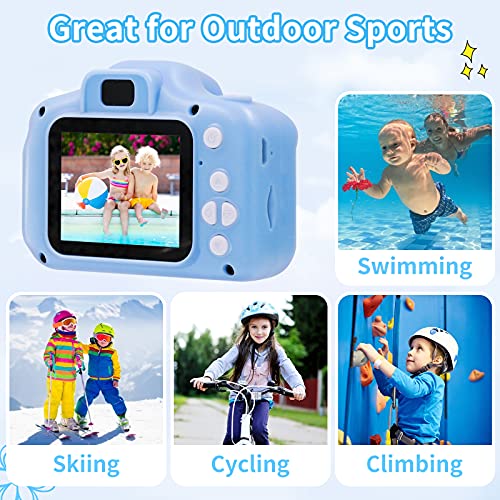 Kids Waterproof Camera 12MP 1080P Digital Camera with 32GB Card & Case Blue