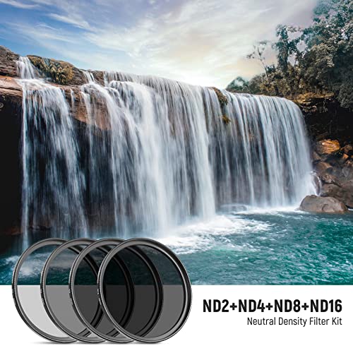 NEEWER 62mm ND Lens Filter Kit: ND2 ND4 ND8 ND16, Lens Cleaning Pen, Filter Pouch Neutral Density and Accessory Kit Compatible with Canon Nikon Sony Panasonic DSLR Cameras with 62mm Lens
