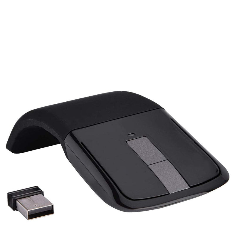 USB Foldable Wireless Touch Mouse, Arc Touch Mouse Mice with USB Receiver for PC/Laptop/Smart TV, Stylish Appearance(Black)