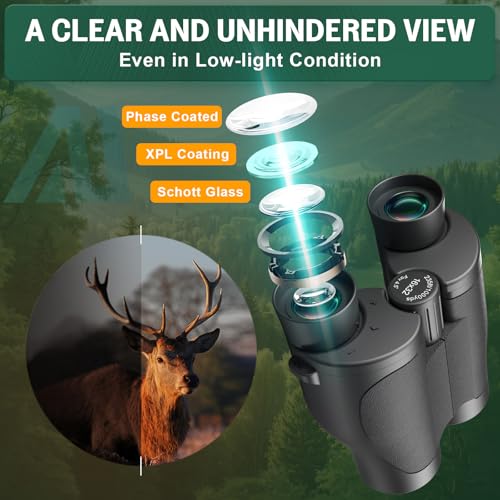 Aurosports 16x32 Binoculars for Adults and Kids - 16x High Power Binoculars for Detail Observation - Low Light Vision Easy Focus Compact Binocular for Bird Watching Hunting Travel Gifts for Men 16x32-Compact