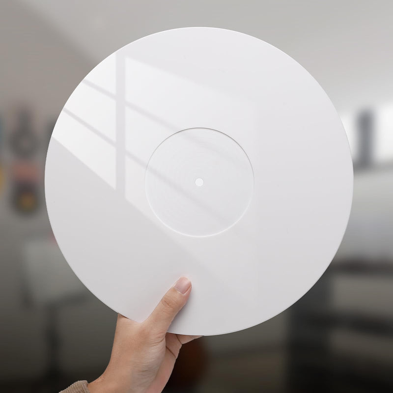Facmogu 3mm White Acrylic Turntable Slipmat, 12In Vinyl Record Player Mats, Antistatic & Anti Vibration Record Platter Slip-Mat, Phonograph LP Record Mat, Reduce Noise & Tighter Bass Quality Slipmat