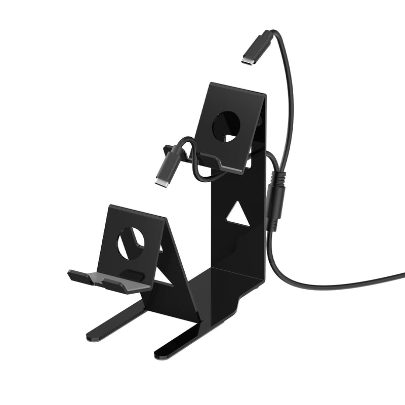 Universal Metal Desktop Stand for Steam Controller 2 with Charging Cable, Two Gamepads Holder for PS5, Xbox Series X, Xbox, 360, Ps5, Ps4, Switch with Non Slip Pads