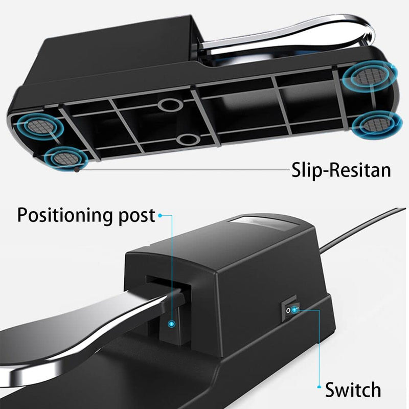[AUSTRALIA] - Sustain Pedal for Keyboard, Goldby Universal Keyboard Sustain Pedal for Yamaha, Casio, Roland, Korg Digital Pianos MIDI Keyboard Electronic Keyboards Electric Organ Synthesizer, 1/4 Inch Jack (Sliver) Sliver 