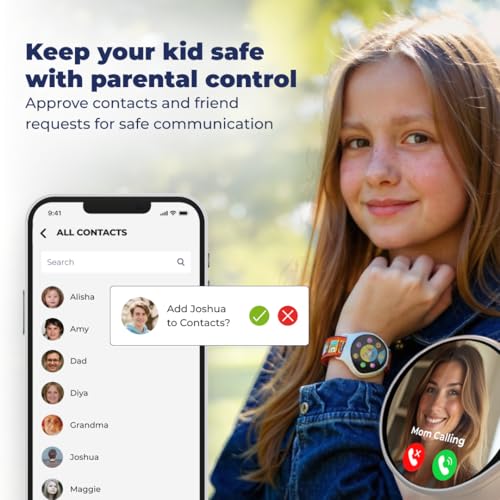 Kids Smart Watch with GPS Tracker Up to 24H Battery Work, SOS, & Parental Controls Smartwatch, Kid Phone Call and Text, Boys & Girls, 4G Smart Watch for Kids Requires Data Plan - First Month Free Watch+1M Included