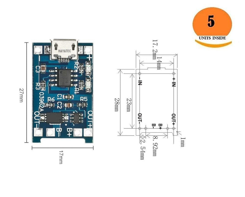 zalati Lithium Battery Charging Module 10pcs 1A Power Input Modules Charging Board with Protection - Micro USB