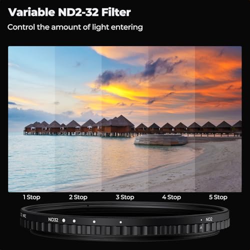 K&F CONCEPT 40.5mm Variable ND Filter ND2-ND32 (1-5 Stops) No X Cross