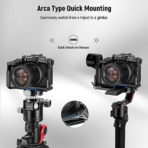 NEEWER R50 Camera Cage Compatible with Canon EOS R50, Aluminum Video Rig with NATO Rail, 1/4" Threads, 3/8" ARRI Holes, Cold Shoe, Anti Twist, Compatible with DJI Gimbals Arca Type QR System, CA031