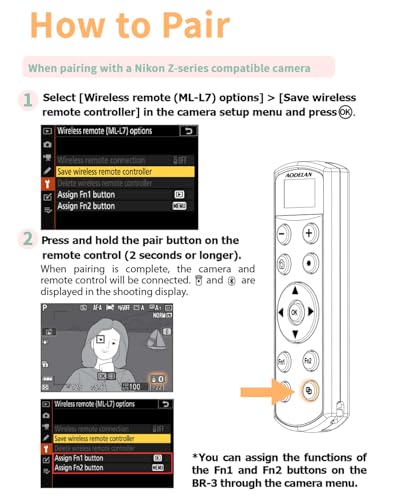 Aodelan for Nikon Wireless Rechargeable Camera Remote Control Update Black Remote for Nikon