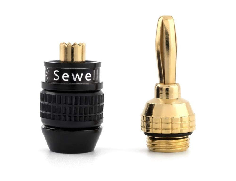 Deadbolt Banana Plugs 5-Pairs by Sewell, Gold Plated Speaker Plugs, Quick Connect 5 Pairs Deadbolt Banana Plugs