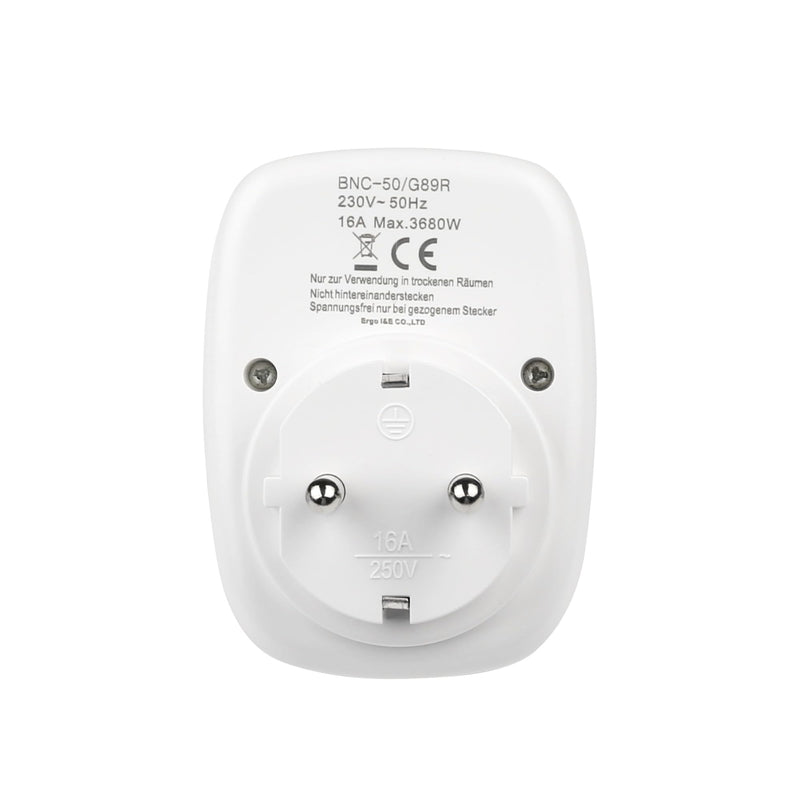 HBN 1 x Radio Socket with 1 Remote Control, 16 A/3,680 W Remote Controlled Plug for Indoor Christmas Decoration, Household Appliances, Range 30 m, White 1er