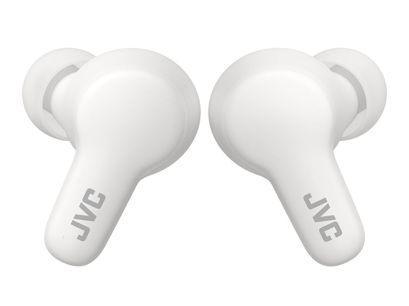 JVC Gumy HAA7T2W True Wireless Earbuds, White | Bluetooth 5.3, 24-Hour Playback, IPX4 Water Resistant, XS/S/M/L Earpieces, Built-in Mic Compact