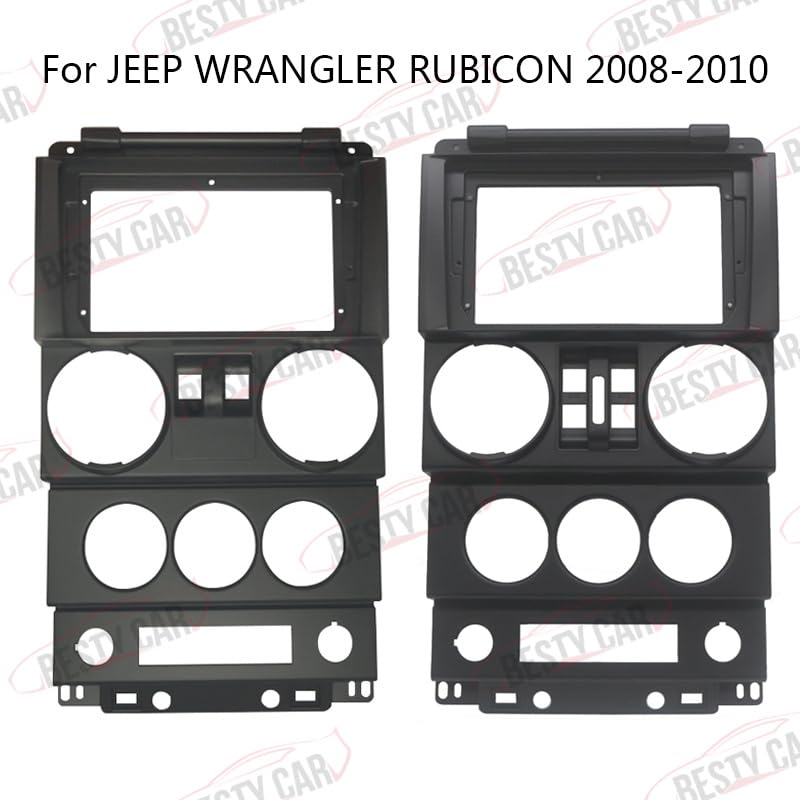 Fits for Jeep Wrangler 2008 2009 2010 4 Doors Car Radio Stereo Fascia Frame Double DIN 9 inch Dash Installation Mounting Kit Black