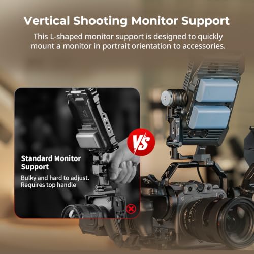 SmallRig L-Shaped Monitor Support for Vertical Shooting with NATO Rails, Stepless Damping 360° Adjustment, Support 5” and 7” Field Monitor - 6315
