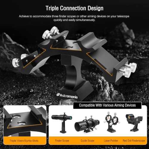Astromania Finder Scope Mount, Finderscope Mount Bracket for Triple Finders Three Aiming Devices
