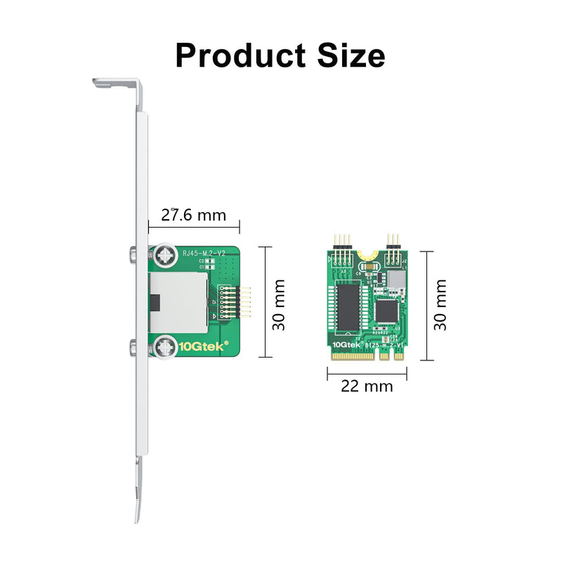 M.2 A+E Key 2.5G Gigabit Ethernet Network Card, Realtek with RTL8125BG Chip | 18-cm Cable Length, 10/100/1000/2500Mbps Single RJ-45 Port, Support Windows/Windows Server/RHEL/CentOS/Debian 2) 2.5G-RTL8125-1T(M.2 A+E Key) PCI Express