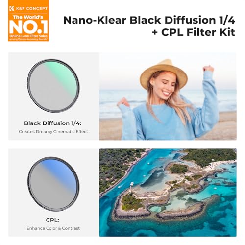 K&F CONCEPT 82mm Black Diffusion 1/4 + Polarizing Filters Set (2PCS)