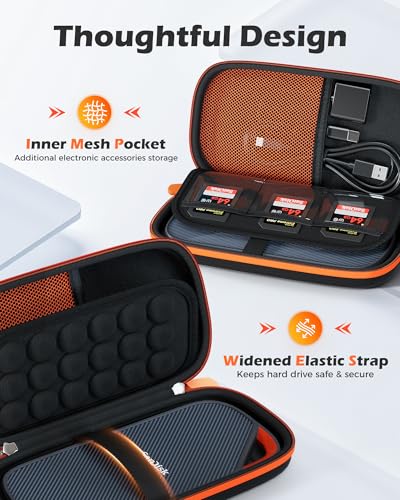ProCase Hard Travel Electronic Organizer Case Bundle with Hard Carrying Case for 2025 SanDisk Extreme Pro Portable SSD