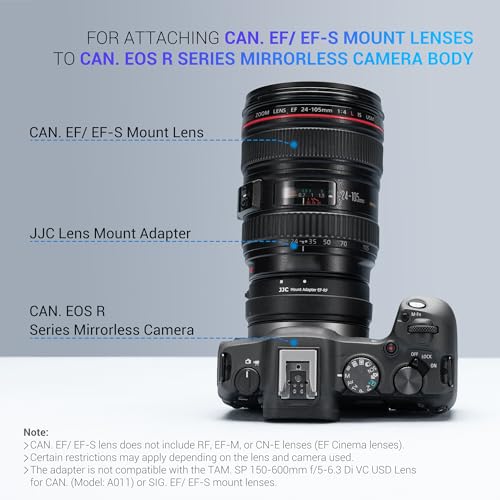 EF-EOS R Auto Focus Lens Mount Adapter for Canon EF EF-S to RF R50 Adapter Black
