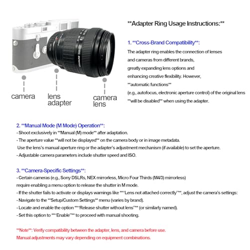 OM to LM Lens Adapter for Olympus OM Mount Lens to for Leica M L/M M9 M8 M7 M6 M5 (Compatible TECHART LM-EA 7 Adapter) OM to LM Adapter
