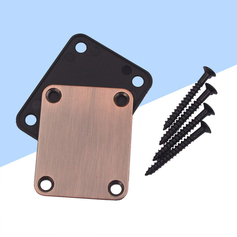 2pcs Electric Guitar Neck Plates with 4pcs Screws for Tele Guitar Jazz Bass Replacement Parts Accessories (Bronze) Bronze
