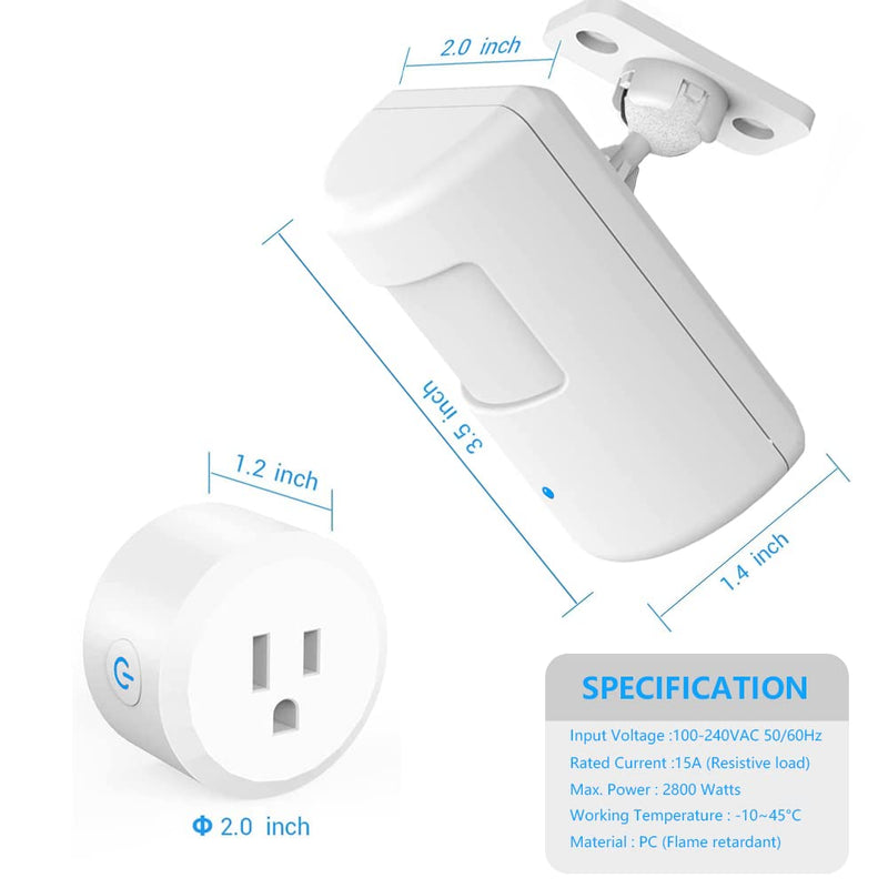Plug-in Wireless Motion Activated Light Control, No Wiring, Adjustable Detection Range, Always-on Timer and Light Sensor, Motion Detector and Plug Set, 2 Pack 2 Pack-standard