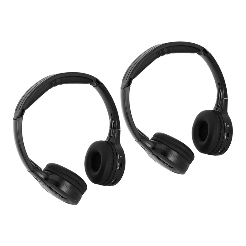 2 Channel Cordless Infrared Stereo Car Headrest Headphone Earphone, IR, Foldable Lightweight Design, Comfortable Fit, Auto Power Off, 2.8/3.8 MHz Channels