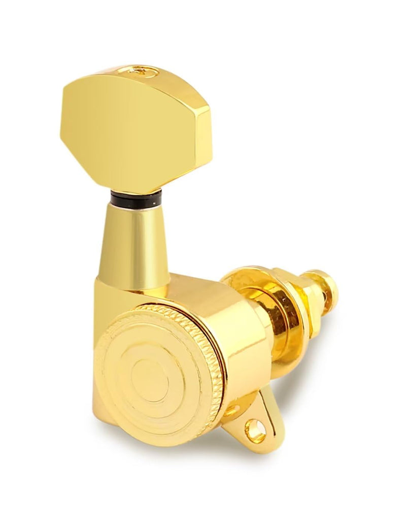 Bogart Locking Guitar String Tuning Pegs Sealed Machine Heads Tuners Tuning Keys 6 In Line for Right Handed Electric Guitar or Acoustic Guitar Gold., TP 21-GD-6R