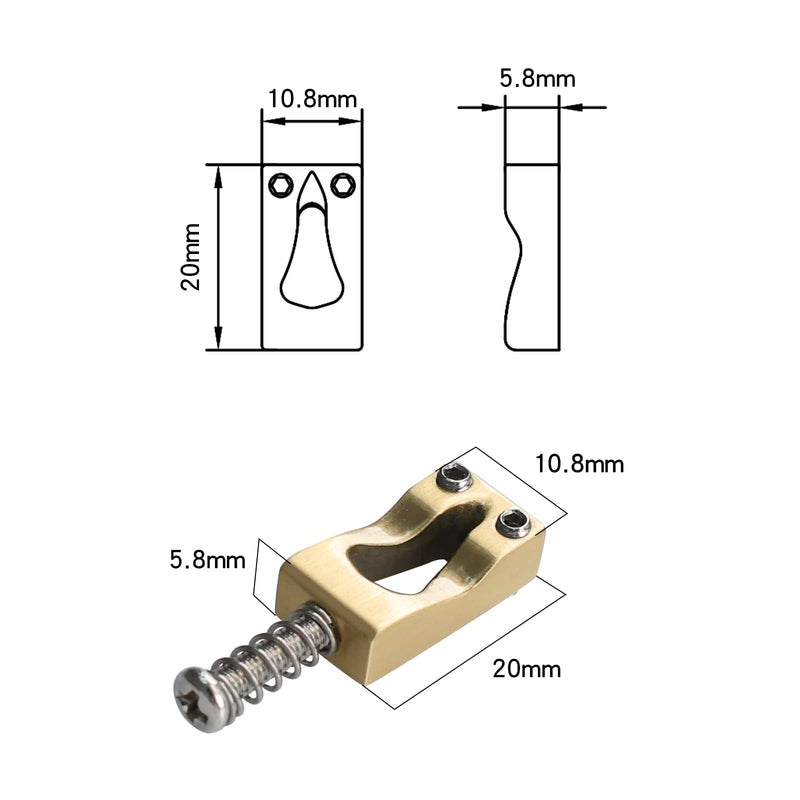 [AUSTRALIA] - Brass Guitar Tremolo Bridge Saddles 10.8mm Electric Guitar Brass Saddles for Fender Strat St Tele Telecaster 6 String Guitar Replacement Parts 