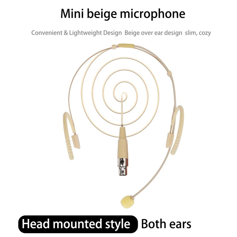 YXG Headworn Earset Over Ear Hanging Mic Beige Low Profile Light-Weight Microphone Compatible with AKG Wireless System Bodypack Transmitter,with 1.45m Cable Mini XLR Plug