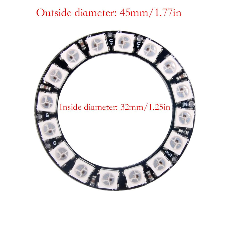 [AUSTRALIA] - 16 Bits WS2812 RGB LED Ring 16 X WS2812B 5050 Full Dream Color Light LED ith Integrated Drivers Individual Addressable for Arduino Raspberry Pi ESP32 (Pack of 2pcs) 