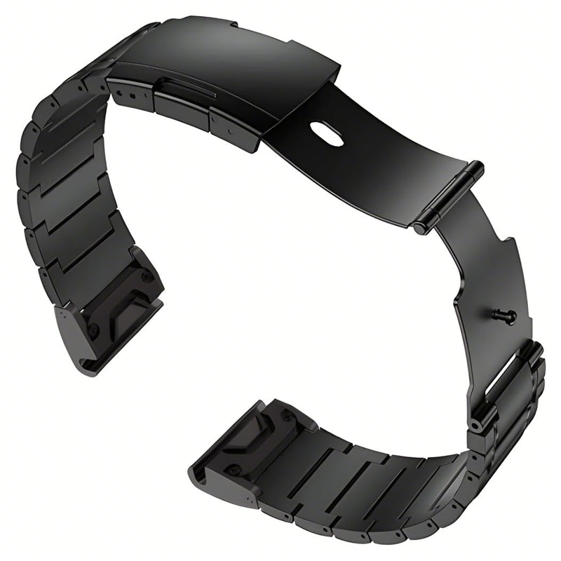 Titanium Garmin QuickFit 22mm Watch Band, 5-Link Bracelet, Black | MaKTech Lightweight Outdoor Strap, Hidden Deployment Clasp, for Garmin Fenix 8 47mm/E 47mm/7/6, Instinct 2