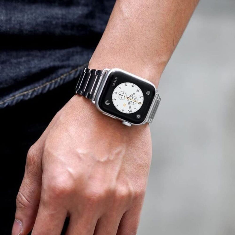 CASETiFY Link Bracelet Watch Band [Premium Stainless Steel] Compatible with Apple Watch Series 1-9, SE, Ultra - 38mm/40mm/41mm/42mm/44mm/45mm/49mm - Black/Silver Silver 38mm/40mm/41mm (Link Bracelet)