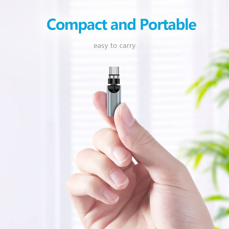USB C Magentic Adapter 540 Degree Rotation 3 in 1 QC 3.0 Fast Charging Max Support 3A, Silver 1pack-silver usb c magnetic adapter