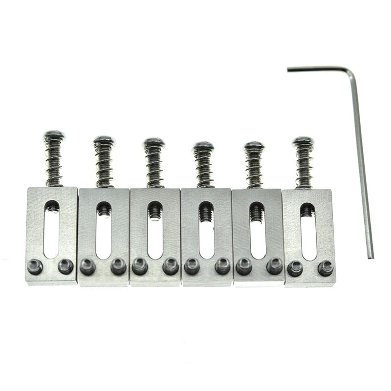 KAISH Upgraded Version Stainless Steel Guitar Bridge Saddles 10.5mm String Spacing with Nickel Screws for Stratocaster/Telecaster 10.5mm with Nickel Screws