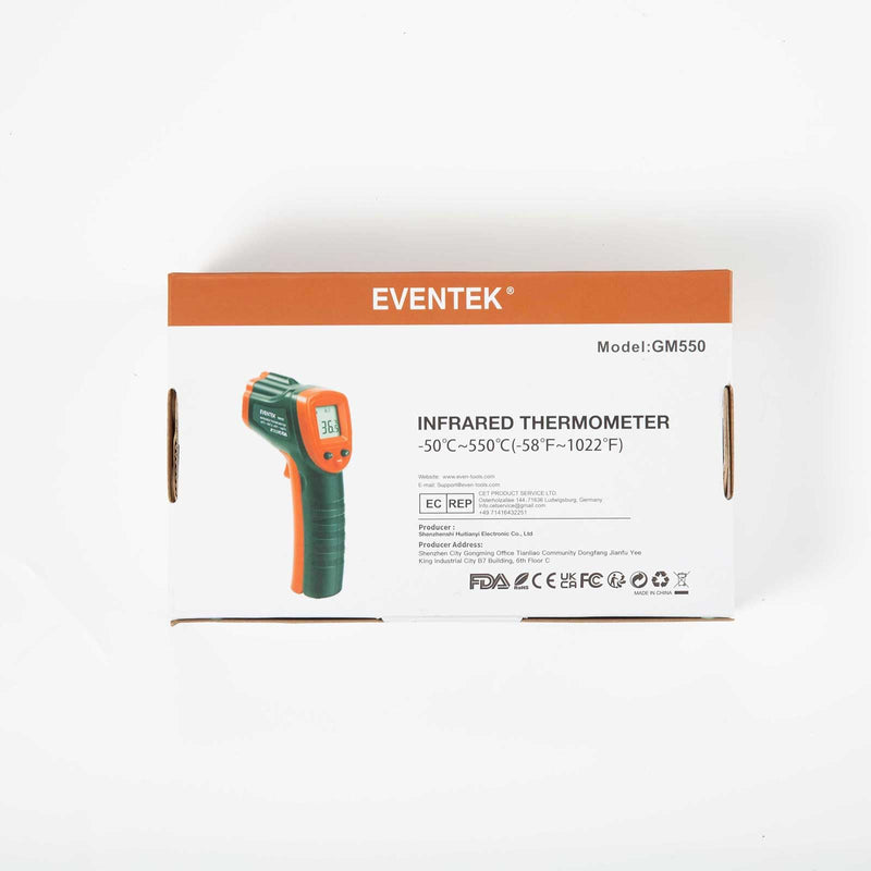 Eventek Infrared Thermometer Gun -50 ° C ~ 600 ° C (-58 ° F ~ 1112 ° F), Non-Contact Laser Thermometer Gun for Cooking, Pizza Oven, Fridge, Temperature Gun with Adjustable Emissivity(NOT for Humans) Red -50°C~600°C (-58℉~1112℉)
