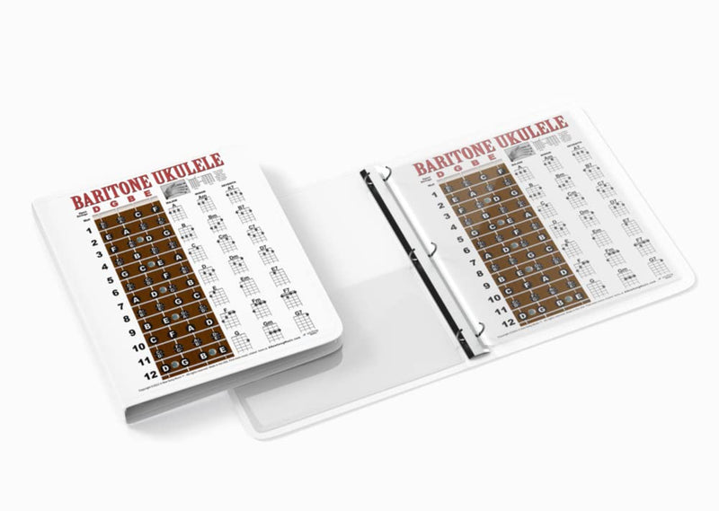 Laminated Baritone Ukulele Fretboard & Chord Chart Easy Instructional Poster Bari Uke Notebook 8.5"x11" | A New Song Music