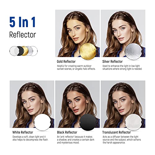 NEEWER 43"/110cm Light Reflector with Handle Grip with 3/8" Thread 110cm