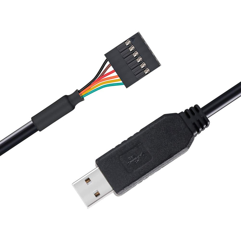 DTECH FTDI USB to TTL Serial 5V Adapter Cable 6 Pin 0.1 inch Pitch Female Socket Header UART IC FT232RL Chip Windows 11 10 8 7 Linux MAC OS (6ft, Black) 6ft/1.8m