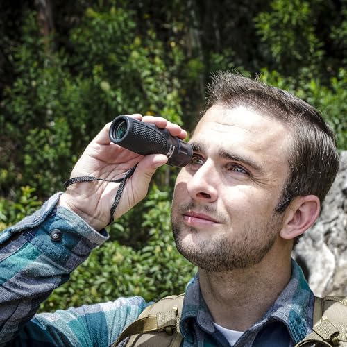 Barska Blackhawk Waterproof Monocular – Compact, Fogproof, Multi-Coated Optics, Slip-Resistant Grip for Birding, Hiking, Sports, Concerts & Outdoor Use 10x25