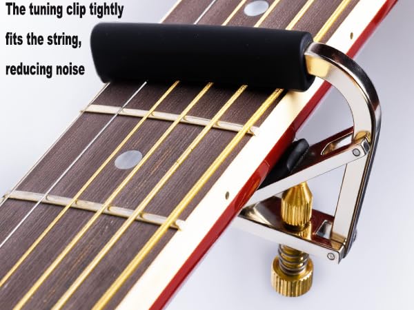 Guitar Capo Wrotgt Capo for Acoustic Guitar 6 String Quick Change Kapo for Electric and Acoustic Metal Guitar Tuner Clip on Guitar Fret Adjust for Acoustic and Electric Guitars Gold capo 04
